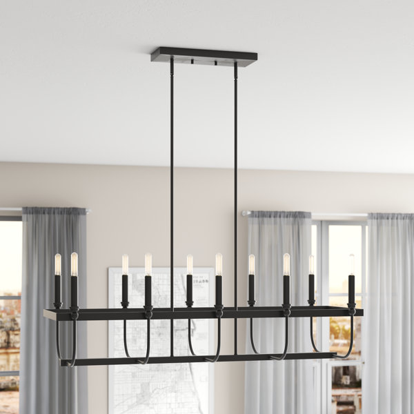 17 Stories 10 Light Matte Black Kitchen Island Pendant Wayfair